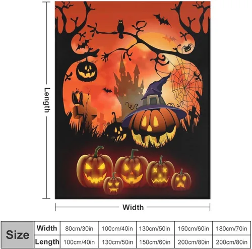 Miniatura 2 de Mantas de noche de Halloween de dibujos animados para sofá y cama, manta de castillo de bosque de terror, manta suave, acogedora, ligera