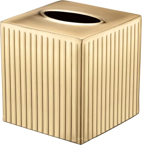 Miniatura 15 de Caja de pañuelos Monarch Abode Cuadrada – Caja de soporte de pañuelos de metal de peltre martillado a mano para accesorio de baño, cubo decorativo