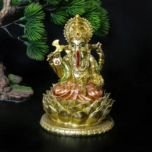 Miniatura 2 de Figura de ídolo hindú de resina de 6.3 pulgadas de alto, estatua de ídolo, elefante, Dios Ganpati, para el hogar, templo, mandir, altar, santuario
