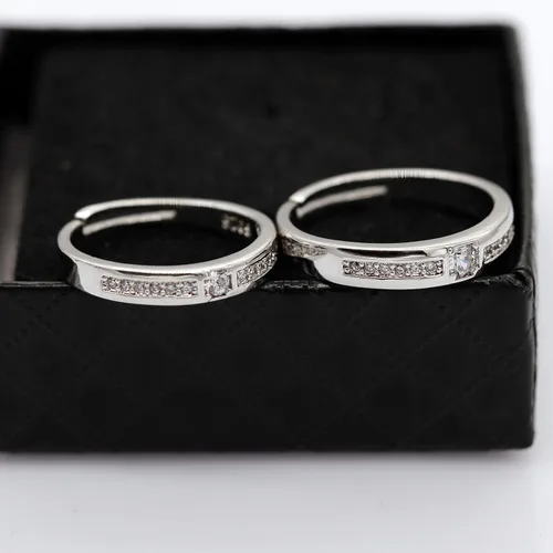 Miniatura 5 de Uloveido - Juego de 2 anillos de compromiso ajustables para él y ella con diseño de corazón a juego, regalo de boda para parejas LB018
