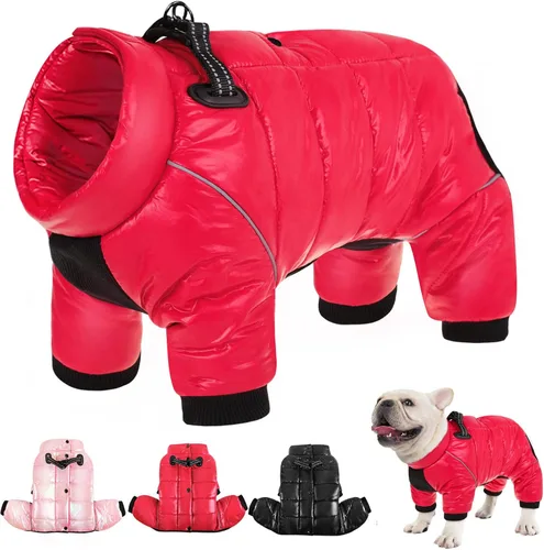 Miniatura 12 de AOFITEE Abrigo para Perros, Chaqueta Impermeable para Perros para Invierno, Traje de Nieve Cálido de Cuerpo Completo para Perros, Abrigo de Invierno