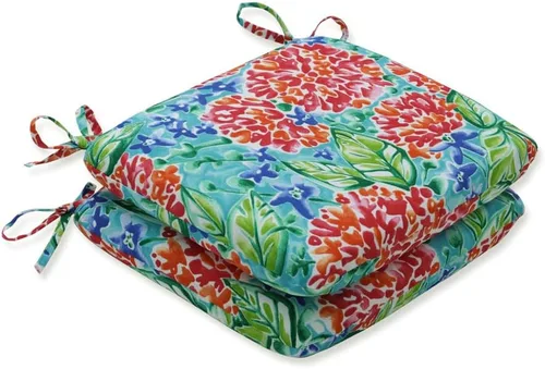 Miniatura 41 de Pillow Perfect Cojín floral brillante para silla de interior/exterior con lazos, 2 unidades, 15.5 x 18.5 pulgadas, azul/naranja Marlow