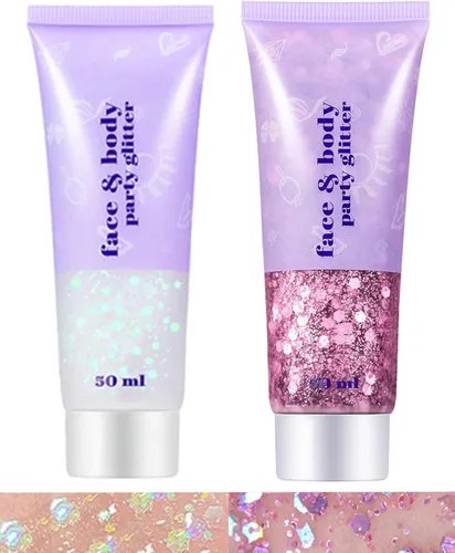 Miniatura 14 de Go Ho Gel de purpurina púrpura de sirena, purpurina holográfica para el cabello morado para niños y mujeres, lentejuelas gruesas para ojos, labios