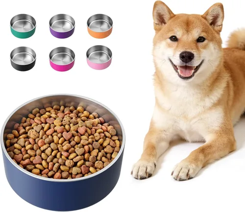 Miniatura 12 de LIHONG Cuencos de acero inoxidable para perros de tamaño pequeño y mediano, antideslizantes, Cuenco para perros aislado, Cuenco para mascotas