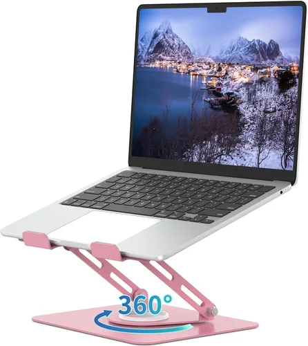Miniatura 9 de ALASHI Soporte para laptop para escritorio con base giratoria de 360°, soportes ajustables para laptop multiángulo, elevador plegable para laptop