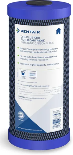 Miniatura 4 de Pentair Pentek CFB-Plus10 Filtro de agua de carbono, 10 pulgadas, cartucho de repuesto de bloque de carbono moldeado modificado de fibra de carbono