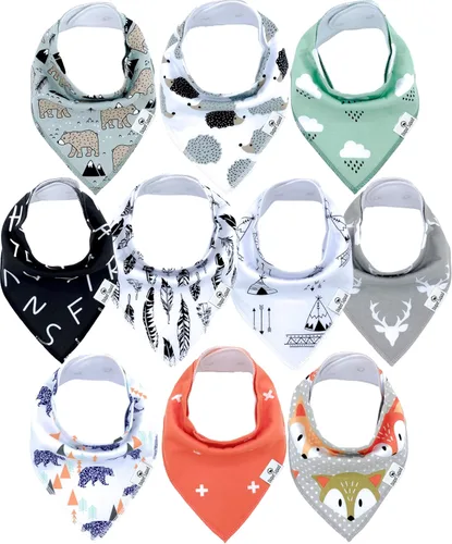 Miniatura 25 de DiaperSquad's 100% Organic Cotton Baby Drool Bibs, Super Absorbent & Adjustable Baby Bibs for Drooling and Teething Neutro