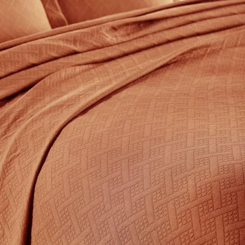 Miniatura 3 de Superior Colcha de Tejido de Cesta 100% Algodón con Fundas de Almohada, Ropa de Cama Jacquard Matelassé de Algodón Premium para Todas las Mandarina