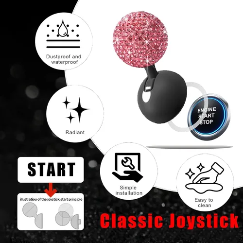 Miniatura 3 de Cubierta de Botón de Arranque de Coche con Diamantes Bling - Accesorios Lindos para Interior de Mujeres, Decoración de Botón de Arranque del Motor
