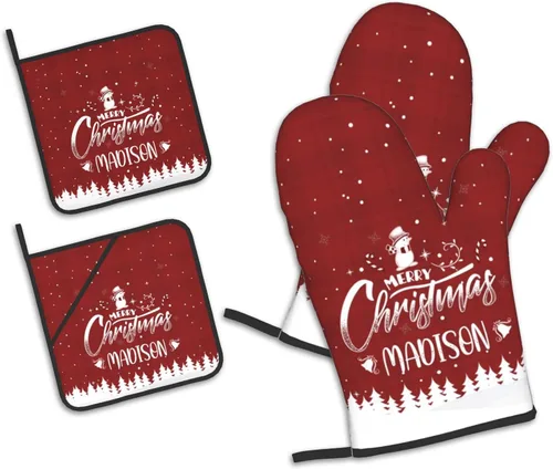 Miniatura 42 de Manoplas de horno personalizadas para Navidad, juego de guantes de horno personalizados y soportes para ollas con foto, divertidos regalos