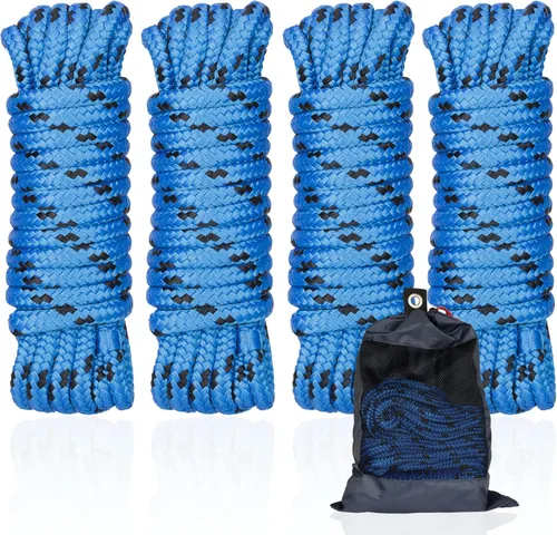 MARINE SYSTEM Cuerdas de Líneas de Muelle de Nylon Trenzado Doble, Línea de Muelle de 3/8 Pulgadas x 15 Pies con Ojal de 12 Pulgadas para Amarrar