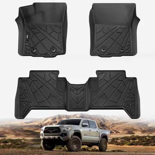 Miniatura 17 de KARPAL Alfombrillas de piso aptas para Toyota Tacoma 2005-2015 Doble Cabina (cobertura del espacio de los pies), revestimientos de piso de TPE