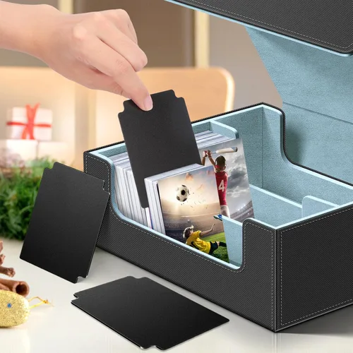 Miniatura 4 de Homthy Caja para mazo de 1800+ cartas para cartas de intercambio, caja de almacenamiento de cartas Commander de cuero con cierre magnético, soportes