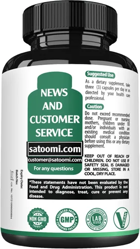 Miniatura 8 de Satoomi Suplemento de berberina con corteza de canela de Ceilán orgánica y melón amargo - 3 en 1-60 cápsulas veganas