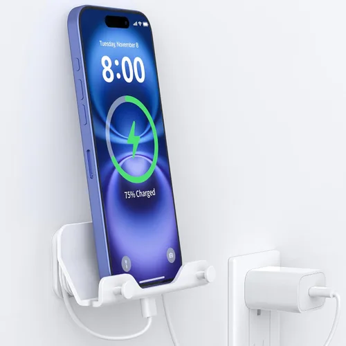 Miniatura 11 de HomeMount Soporte de pared manos libres para teléfono con tira adhesiva para dormitorio, sala de estar, cocina, compatible con todos los teléfonos