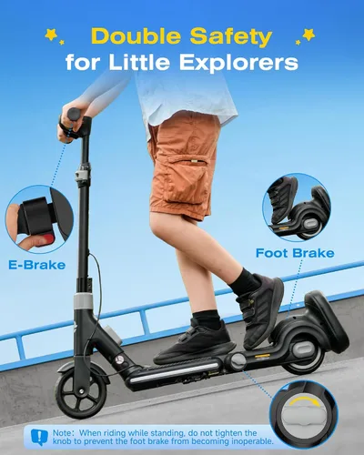 Miniatura 3 de ECOROAD Scooter eléctrico 2 en 1 para niños EK8, motor de 200 W y rango de 9 millas, hasta 10 MPH, sistema de freno doble, música Bluetooth y altura