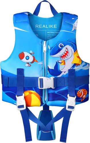 Miniatura 13 de REALIKE Chaleco de Natación para Niños Flotadores para Niños Pequeños Correa de Seguridad Ajustable Ayudas de Natación para Niños Pequeños Niños