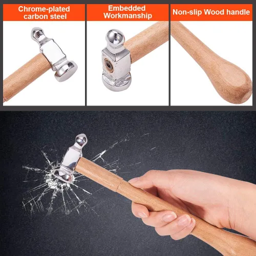 Miniatura 5 de BENECREAT Martillo de persecución de acero al carbono de dos caras, martillo de fabricación de joyas de 10 pulgadas de largo con cabeza de acero