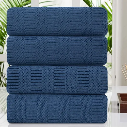 Miniatura 9 de Juego de 8 toallas de baño extra grandes azules - 2 toallas de baño extra grandes, 2 toallas de mano, 4 toallas faciales - 600GSM suaves, altamente