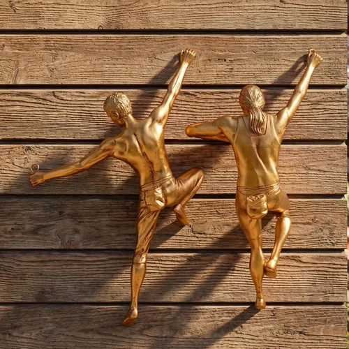 Miniatura 7 de GUTE Figuras altas de escultura de pared de escalada en roca, escultura de decoración de pared (juego de 2) 11.5 pulgadas – hombre y mujer – Maratón