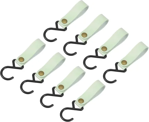 Miniatura 11 de uxcell Ganchos en S de cuero, 8 ganchos para campamento, multiusos, en forma de S, para picnic al aire libre, ollas, sartenes, utensilios, beige