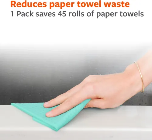 Miniatura 4 de Full Circle Paños de cocina suecos Squeeze – Paquete de 6 paños de esponja de celulosa reutilizables, toallas de limpieza de microfibra súper