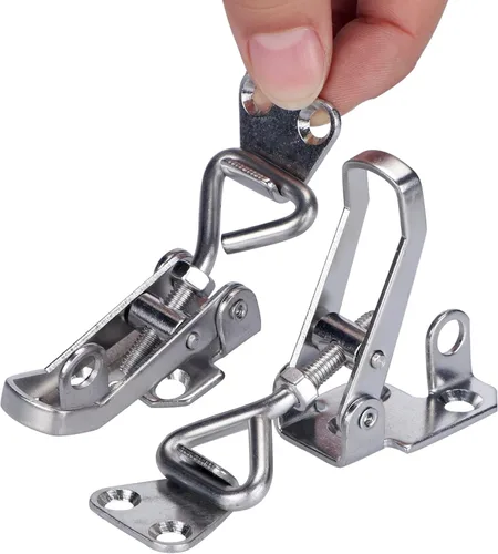 Miniatura 7 de Abrazadera de cierre de palanca de acero inoxidable con bisagra de gabinete de 2 piezas, abrazadera bloqueable, pestillo anti traqueteo para barcos
