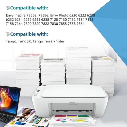 Miniatura 2 de 64XL - Cartucho de tinta remanufacturado de repuesto para HP Ink 64 HP64 XL (color negro, paquete de 2) a Envy Photo 7855 7858 7800 7100 7120 7155