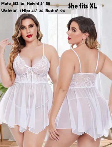 Miniatura 6 de Avidlove Lencería para mujer, babydoll de encaje, camisón de malla, camisón de noche, lencería seductora