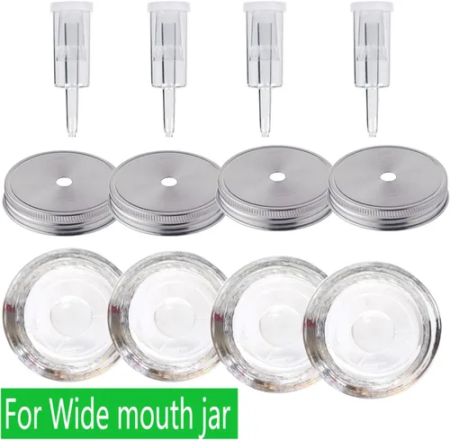 Miniatura 2 de 4 Set Fermentation Kit for Wide Mouth Jars,4Pack Glass Weight+ 4 Stainless Steel Fermenting Lids with 4 Airlocks(Jars Not Included)