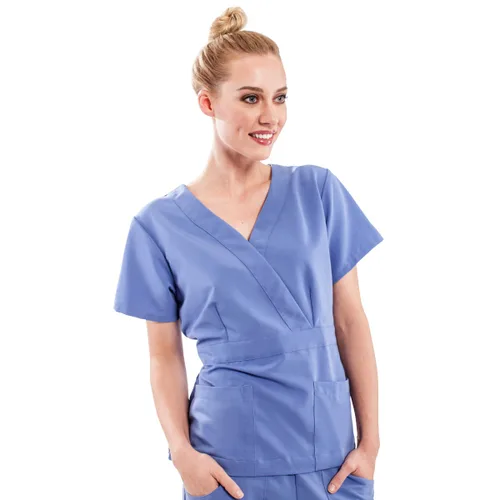 ave - Camiseta médica para mujer, Park ave, camisa para exfoliar con efecto adelgazante, ideal para enfermeras, color azul techo, talla XS