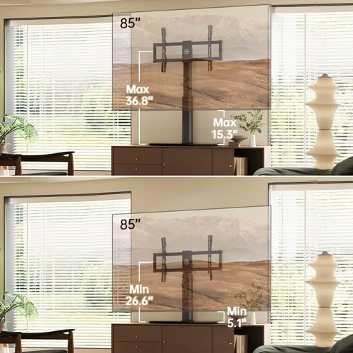 Miniatura 5 de FITUEYES - Soporte universal para TV de 43 a 80 85 pulgadas, soporte alto giratorio para TV, reemplazo de base de pie de TV de mesa, soporte de mesa