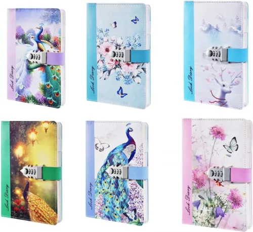 Miniatura 4 de Diario de bloqueo A5 con combinación de bloqueo, cuaderno personalizado para escritura (estilo 5)