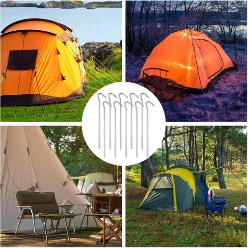 Miniatura 4 de Estacas de jardín para inflables, estacas de carpa de metal resistentes y correas de 1.5 metros con ganchos para decoraciones inflables navideñas