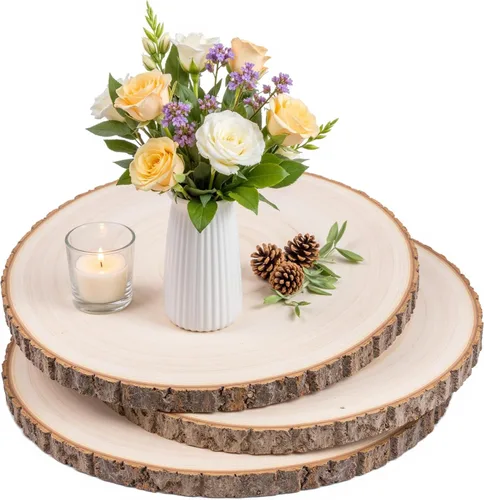 Miniatura 10 de Rebanadas de madera para centros de mesa, 7-8 pulgadas, paquete de 2 astillas de madera redondas sin terminar de la naturaleza para manualidades