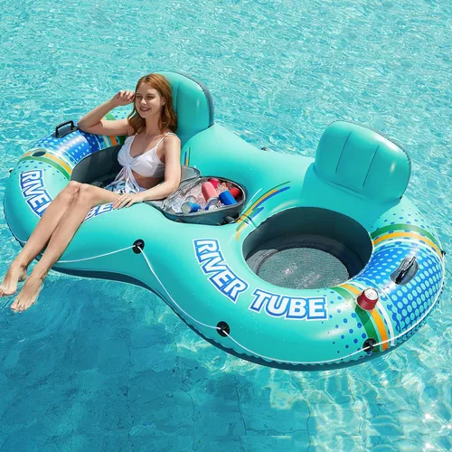 Miniatura 9 de Jasonwell Flotador Inflable para 2 Personas de Alta Resistencia para Río/Piscina con Enfriador Desmontable, Tubos para Lago, Balsa Flotadora de Río