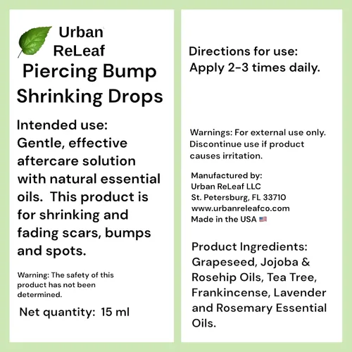 Miniatura 9 de Set Urban ReLeaf Piercing Bump Shrinking Drops & Piercing Relief Solution ! Cuidado posterior suave y eficaz. Ayuda rápida para piercings irritados