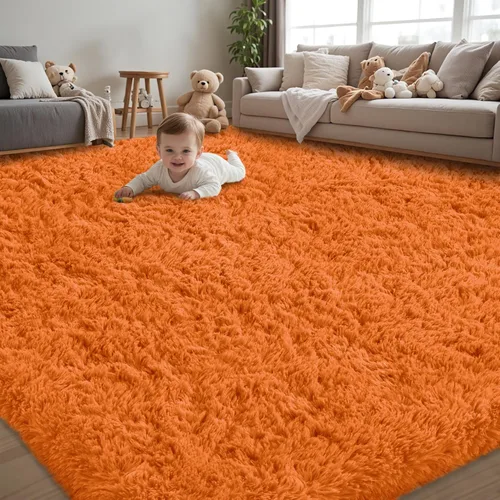 Miniatura 39 de Alfombra de Área 8x10 para Sala de Estar: Alfombras Shag Gris Claro Ultra Suaves y Esponjosas, Alfombra Grande Difusa de Felpa
