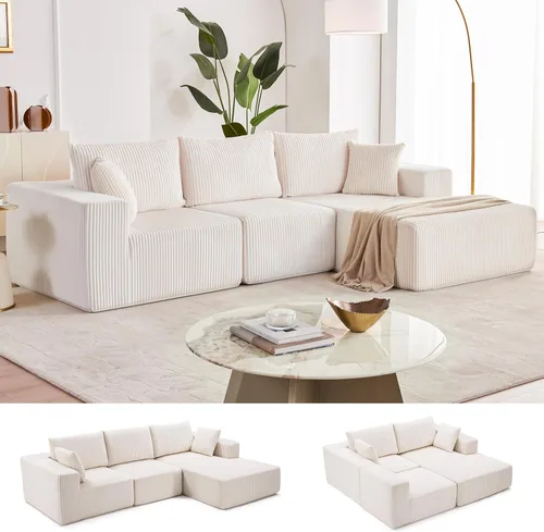 Miniatura 10 de Sofá modular de 108 pulgadas, sofá modular de nube con asiento profundo, moderno sofá modular en forma de L con diván, sofás tapizados sin hueso