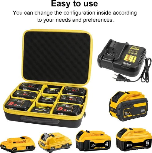 Miniatura 3 de Estuche extra grande para almacenamiento de baterías compatible con Dewalt 20V 60V 12V 18V Max y cargador, caja de transporte