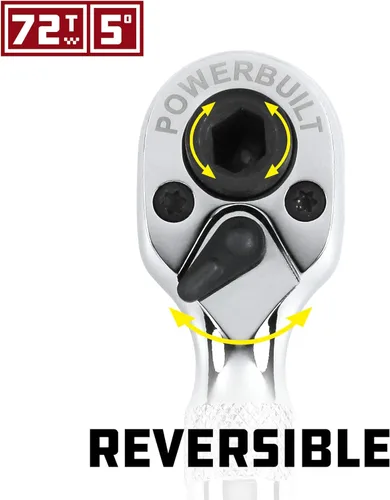 Miniatura 4 de Powerbuilt Trinquete recortado, llave de trinquete mini de 1/4 pulg, reversible de 72 dientes, para espacios reducidos, de liberación rápida - 940478