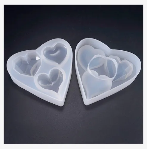 Miniatura 5 de Molde epoxi con forma de corazón profundo de 6 estilos, molde de silicona de tamaño de más de 1 pulgada, cuentas en forma de corazón de amor