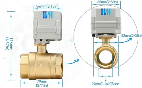 Miniatura 4 de 2 vías 1" 12VDC 9-24VDC 0-10V NPT Válvula de bola motorizada de control de modulación integral proporcional