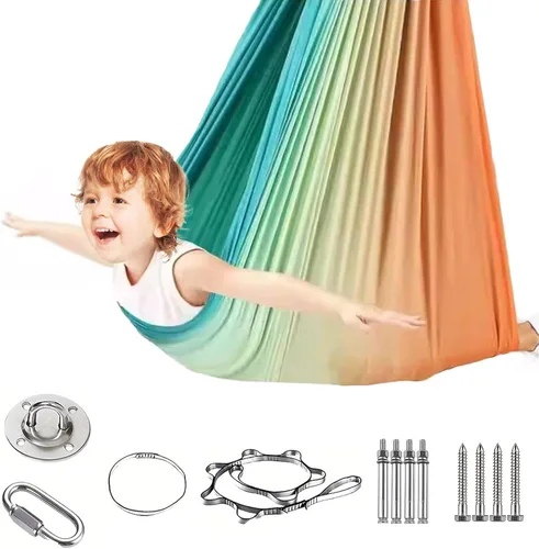 Miniatura 10 de Asiento de columpio para niños, silla hamaca colgante para interiores y exteriores para niños, suave y segura con alta capacidad de peso, fácil