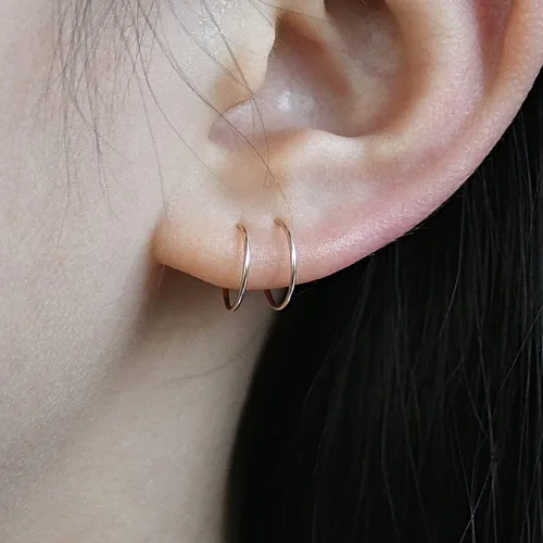 Miniatura 142 de Small Gold or Sterling Silver Huggie Hoop Earrings for Women Cartilage Nose Helix Tragus