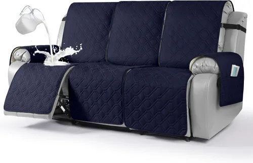 Miniatura 44 de VANSOFY Funda impermeable para sofá reclinable, lavable, funda para sofá reclinable de 1 pieza, protector de muebles con correas elásticas, bolsillo