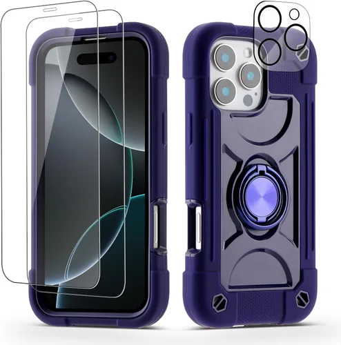 Miniatura 78 de Funda para iPhone 11 de 6.1 pulgadas con soporte de anillo, con 2 protectores de pantalla de vidrio, resistente a los golpes, resistente a