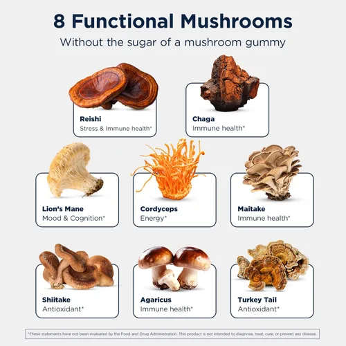Miniatura 3 de Designs for Health MycoSupreme - Ocho hongos con Reishi, Shiitake, Chaga, melena de león y más - Suplemento de hongos de apoyo inmunológico a base