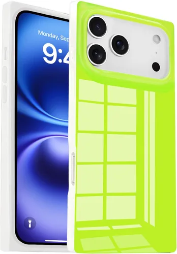 Miniatura 18 de Funda rectangular compatible con iPhone 15 Neon para mujer, diseño de lujo de fluorescencia brillante, flexible, suave, delgada, de gel de goma TPU
