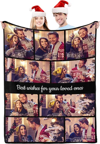 Miniatura 13 de Regalos personalizados para el día de San Valentín para novia, cobijas personalizadas para novio y novia con texto de fotos, regalos personalizados
